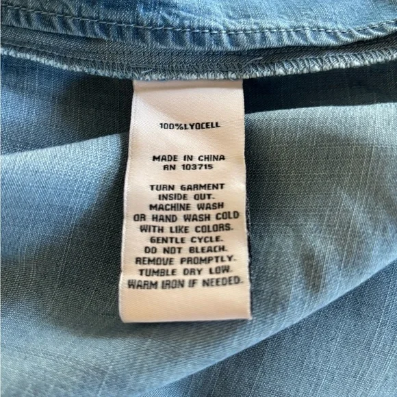 Nanette Lepore Blue Denim Ruffle Sleeve Button Front Midi Dress NWT Size 10 - Picture 9 of 9